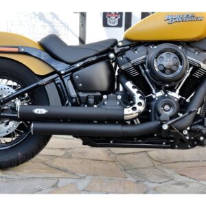 Top Chopp Staggered Exhaust System , Black Hole Heat Shield, Polished Smooth End Cap, Polished 70 mm