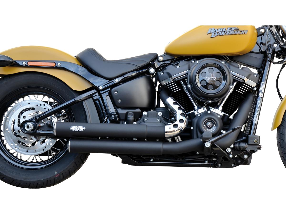 Top Chopp Staggered Exhaust System , Without Heat Shield, Polished Smooth End Cap, Black 70 mm