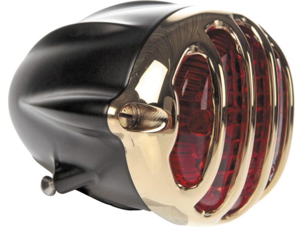 Alcatraz LED Taillight without Mounting Bracket Brass Polished Matte Black Powder Coated Red Dual Filament