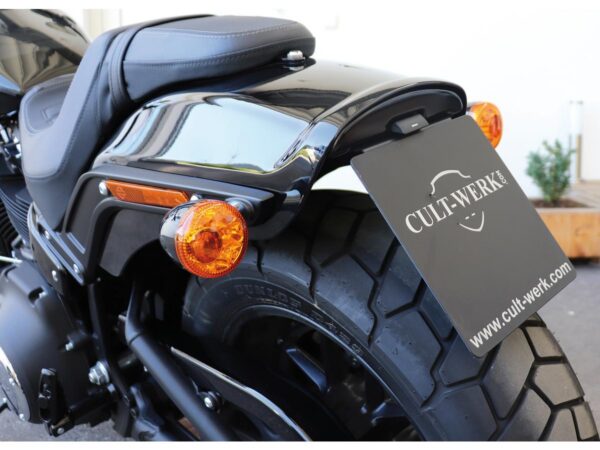 License Plate Bracket Kit for Fat Bob with License Plate Light Black Powder Coated — изображение 2