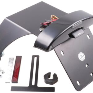 License Plate Bracket Kit for Fat Bob with Brake-/Taillight and License Plate Light Black Powder Coated
