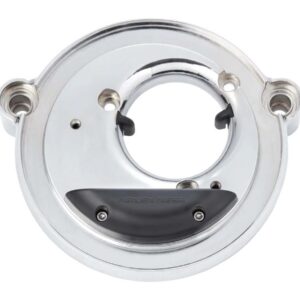Big Sucker Stage 1 Air Cleaner Patented Backplate with Oil Reservoir, Accepts Round OE and Arlen Ness Stage 1 Air Filter Cover Chrome