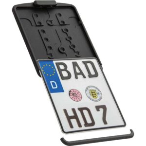 Slide-in Licence Base Plate Including License Plate Light, German Size 180x200mm Satin Black Powder Coated