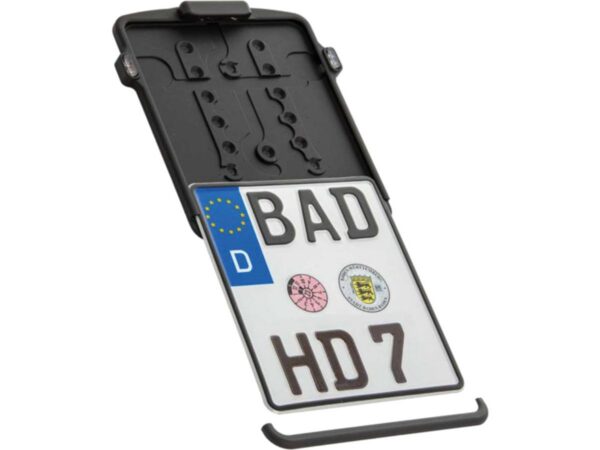 Slide-in Licence Base Plate Including 3-1 Turn Signals (smoked lens) and License Plate Light, German Size 180x200mm Satin Black Powder Coated — изображение 2