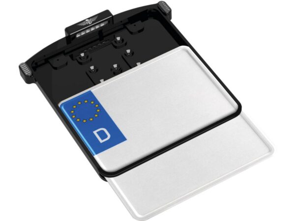 ALL-IN-ONE MICRO License Plate Base Plate 3 in 1 and License Plate Light, German Size 200x180mm Black Anodized — изображение 2