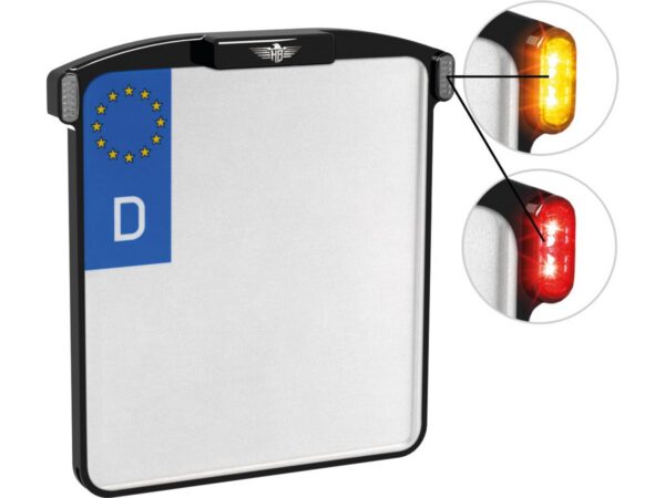 ALL-IN-ONE MICRO License Plate Base Plate 3 in 1 and License Plate Light, German Size 200x220mm Black Anodized — изображение 3