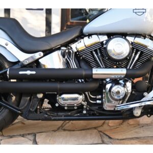Drager Drag Exhaust System , Polished Smooth Heat Shield, Polished Smooth End Cap, Black 2,5"