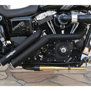 Firestarter Exhaust System , Without Heat Shield, Polished Smooth End Cap, Black 2,5"
