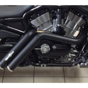 Firestarter Exhaust System , Polished Smooth Heat Shield, Polished Smooth End Cap, Black 2,5"
