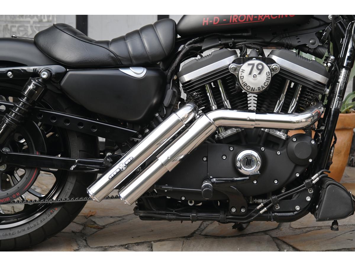 Firestarter Midcontrol Exhaust System , Polished Smooth Heat Shield, Polished Smooth End Cap, Polished 2,5"