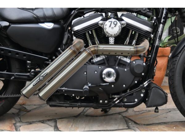 Firestarter Exhaust System , Raw Hole Heat Shield, Polished Smooth End Cap, Outline 2,5"