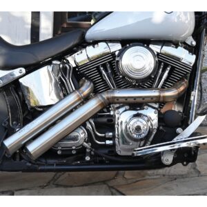 Firestarter Exhaust System , Raw Hole Heat Shield, Polished Smooth End Cap, Outline 2,5"