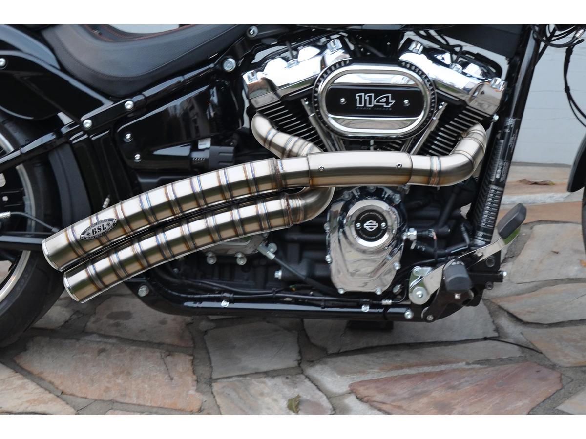 Rainbow Down Under Snake on the Road Exhaust System , Raw Smooth Heat Shield, Polished Smooth End Cap, Outline 70 mm
