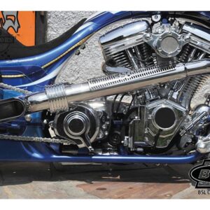 Scale Drager Exhaust System , Polished Smooth Heat Shield, Polished Smooth End Cap, Polished 2,5"