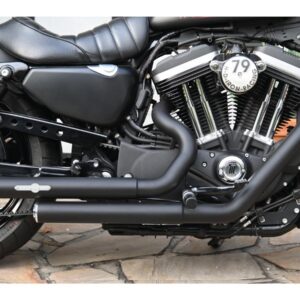 Top Chopp Staggered Exhaust System , Without Heat Shield, Polished Smooth End Cap, Black 2,5"