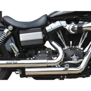 Top Chopp Staggered Exhaust System , Without Heat Shield, Polished Smooth End Cap, Black 2,5"