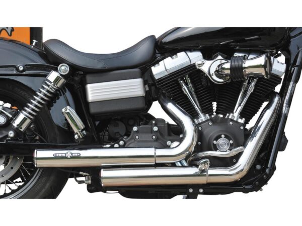 Top Chopp Staggered Exhaust System , Without Heat Shield, Polished Smooth End Cap, Polished 2,5"