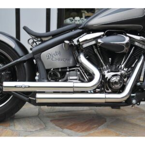 Top Chopp Staggered Forward Control Exhaust System , Without Heat Shield, Polished Smooth End Cap, Polished 2,5"