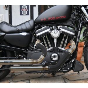 Top Chopp Staggered Exhaust System , Raw Hole Heat Shield, Polished Smooth End Cap, Outline 2,5"