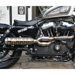Bomb V2 Tattoo Exhaust System , Raw Smooth Heat Shield, Polished Adjustable High End Cap, Outline 4"