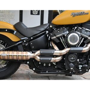 Bomb V2 Tattoo Exhaust System , Black Smooth Heat Shield, Black Open High End Cap, Outline 4"