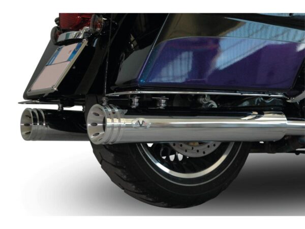 Double Slip-On Muffler Set Endcap Double Ring Chrome — изображение 2