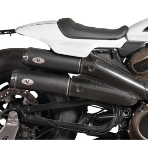 2 in 2 Muffler Set for Sportster S Models Endcap Tracker Carbon Black Ceramic Coated