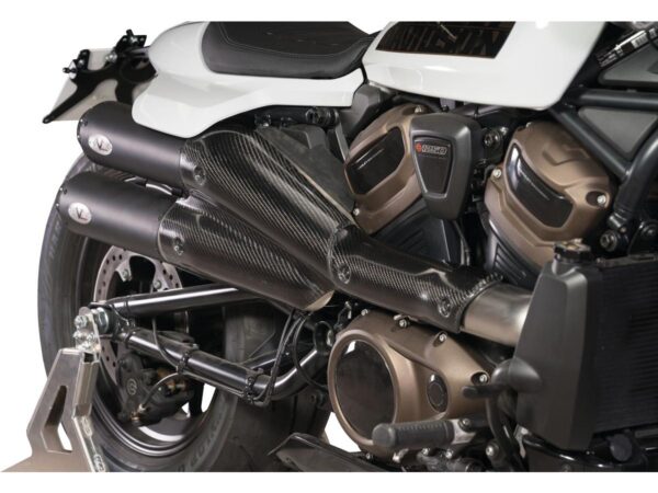 2 in 2 Muffler Set for Sportster S Models Endcap Tracker Carbon Black Ceramic Coated — изображение 2