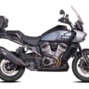 Single Slip-On Muffler for Pan America Models Carbon Fiber Endcap Black Ceramic Coated