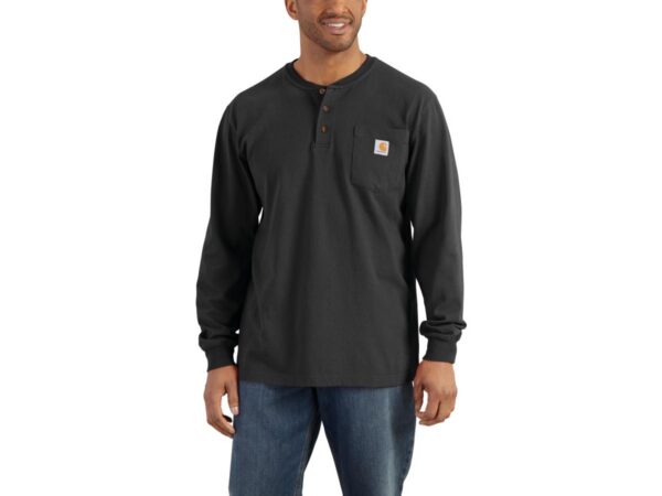 Loose Fit Heavyweight Long Sleeve Pocket Henley Shirt — изображение 2