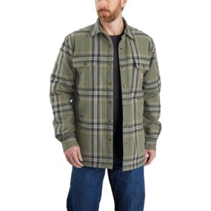 Relaxed Fit Heavyweight Flannel Sherpa-Lined Dherpe-Lined Shirt Jacket