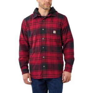 Rugged Flex Relaxed Fit Flannel Fleece-Lined Hooded Shirt Jacket