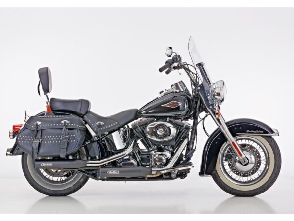 Performance Slip-On Muffler For Softail Low Black Powder Coated