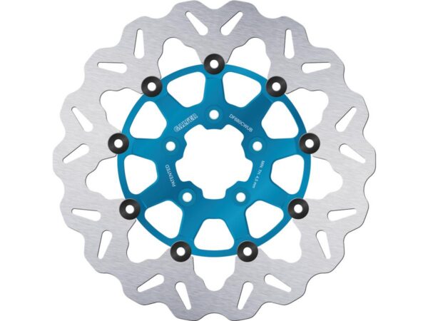 Colored Disc Wave DF FLW Floating Brake Disc Anodized Inner Aluminium Carrier Blue 11,5" Front