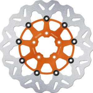 Colored Disc Wave DF FLW Floating Brake Disc Anodized Inner Aluminium Carrier Orange 11,5" Front