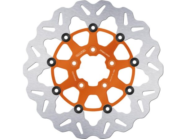 Colored Disc Wave DF FLW Floating Brake Disc Anodized Inner Aluminium Carrier Orange 11,5" Front