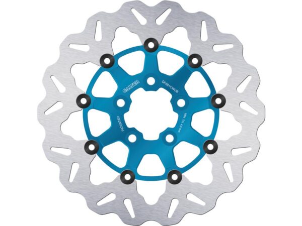 Colored Disc Wave DF FLW Floating Brake Disc Anodized Inner Aluminium Carrier Blue 11,5" Rear