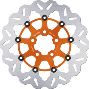 Colored Disc Wave DF FLW Floating Brake Disc Anodized Inner Aluminium Carrier Orange 11,5" Rear