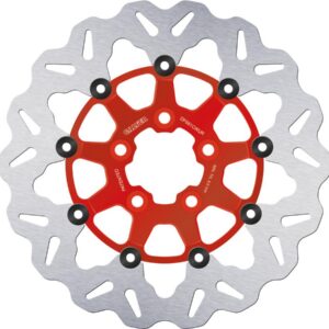 Colored Disc Wave DF FLW Floating Brake Disc Anodized Inner Aluminium Carrier Red 11,5" Rear