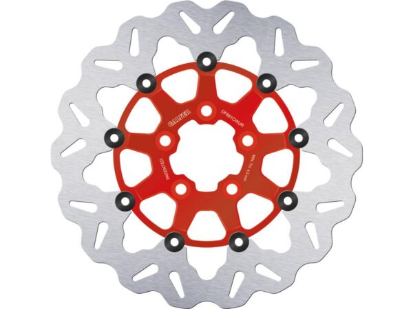 Colored Disc Wave DF FLW Floating Brake Disc Anodized Inner Aluminium Carrier Red 11,5" Rear