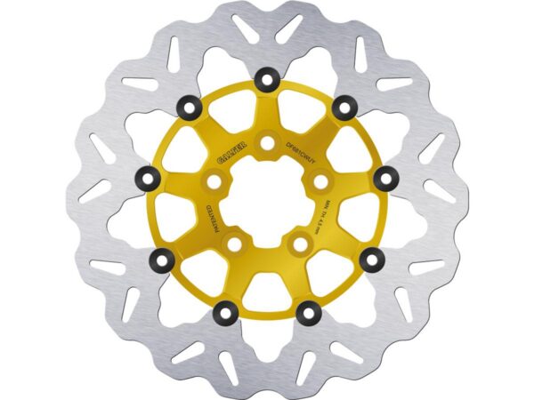 Colored Disc Wave DF FLW Floating Brake Disc Anodized Inner Aluminium Carrier Gold 11,5" Rear