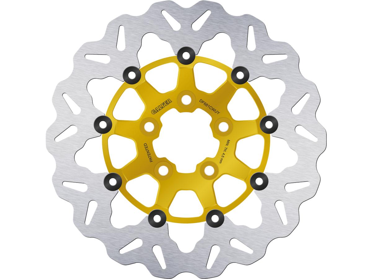 Colored Disc Wave DF FLW Floating Brake Disc Anodized Inner Aluminium Carrier Gold 11,5" Rear