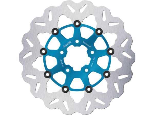 Colored Disc Wave DF FLW Floating Brake Disc Anodized Inner Aluminium Carrier Blue 11,8" Front