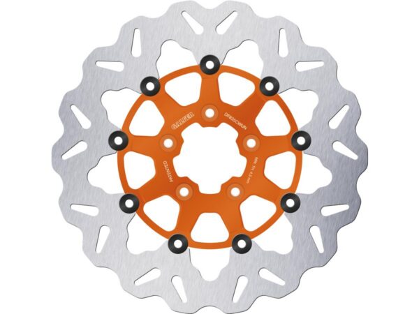 Colored Disc Wave DF FLW Floating Brake Disc Anodized Inner Aluminium Carrier Orange 11,8" Front