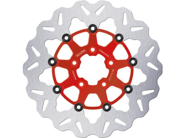 Colored Disc Wave DF FLW Floating Brake Disc Anodized Inner Aluminium Carrier Red 11,8" Front