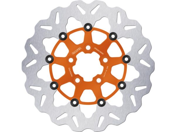 Colored Disc Wave DF FLW Floating Brake Disc Anodized Inner Aluminium Carrier Orange 11,5" Rear