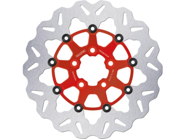 Colored Disc Wave DF FLW Floating Brake Disc Anodized Inner Aluminium Carrier Red 11,5" Rear