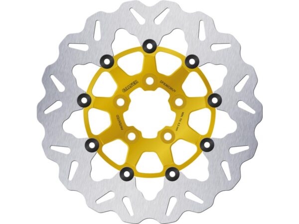 Colored Disc Wave DF FLW Floating Brake Disc Anodized Inner Aluminium Carrier Gold 11,5" Rear