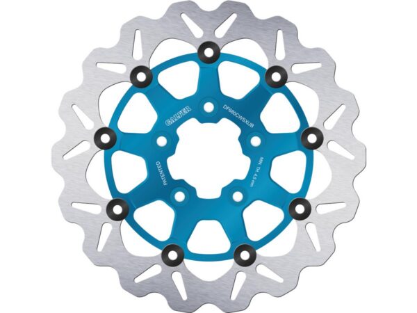 Colored Disc Wave DF FLW Floating Brake Disc Anodized Inner Aluminium Carrier Blue 11,5" Front