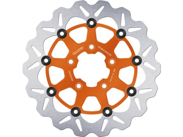 Colored Disc Wave DF FLW Floating Brake Disc Anodized Inner Aluminium Carrier Orange 11,5" Front